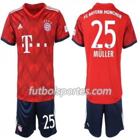 Camisetas Bayern de Múnich Müller 25 Niño Primera Equipacion 2018/2019